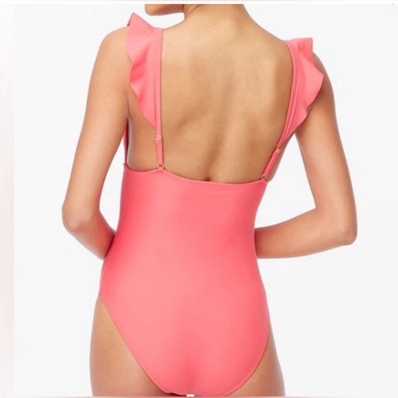 J.CREW ONE PIECE SWIMSUIT V-NECK RUFFLE   WOMEN PINK COLOR PLUS SIZE SIZE 3X - Picture 5 of 9